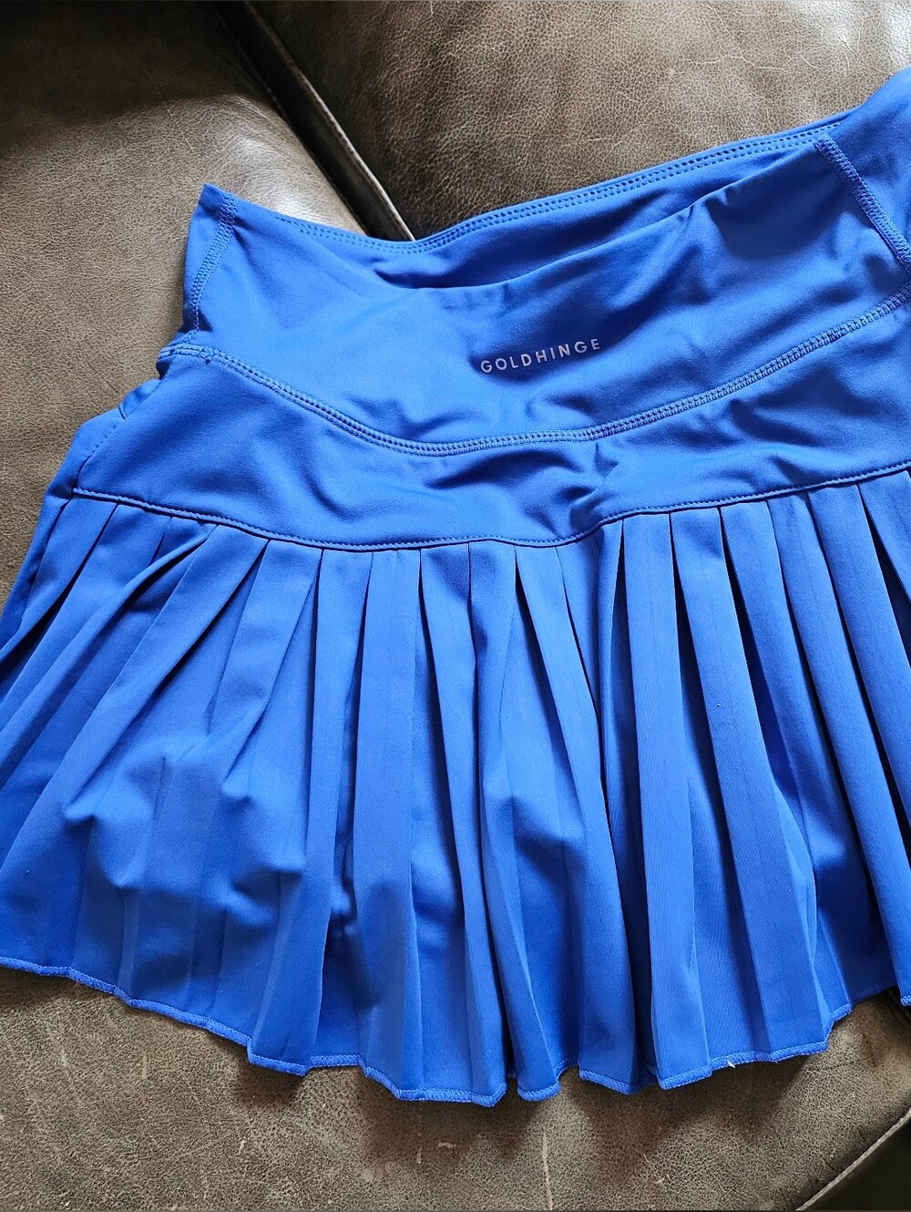 GOLD HINGE Polyester Stretch Pleated Tennis Skirt Skort Size M Blue